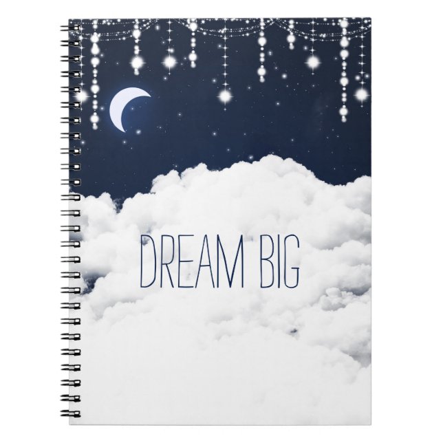 Cuaderno de diario de nubes noche estrellada cielo (Frente)