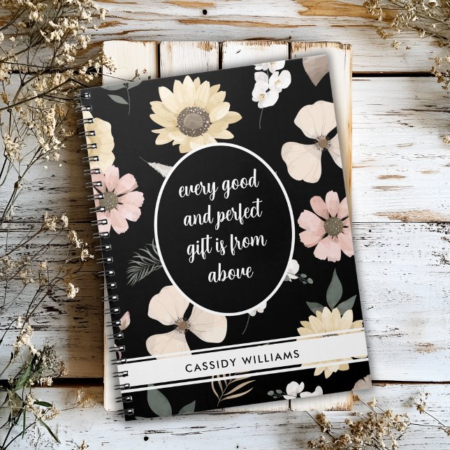 Cuaderno de diario de oración de flor negra (Subido por el creador)