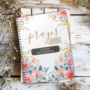 Cuaderno de diario de oración de flor rosa persona