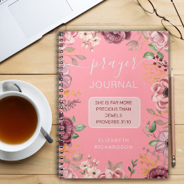 Cuaderno de diario de oración de flor rosa Proverb