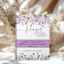 Cuaderno de diario de oración de flores de lavanda