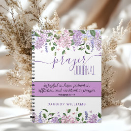 Cuaderno de diario de oración de flores de lavanda
