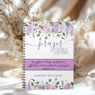Cuaderno de diario de oración de flores de lavanda