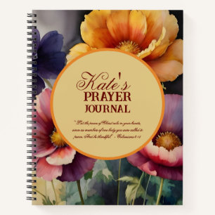 Cuaderno de diario de oración floral acuarela