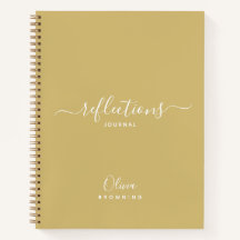 Cuaderno de diario de reflexiones de tono dorado e