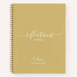 Cuaderno de diario de reflexiones de tono dorado e