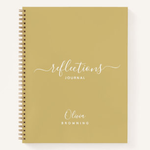 Cuaderno de diario de reflexiones de tono dorado e