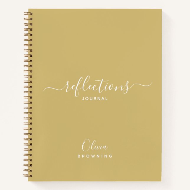 Cuaderno de diario de reflexiones de tono dorado e (Anverso)