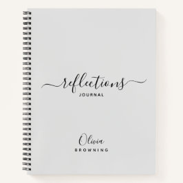 Cuaderno de diario de reflexiones gris elegante