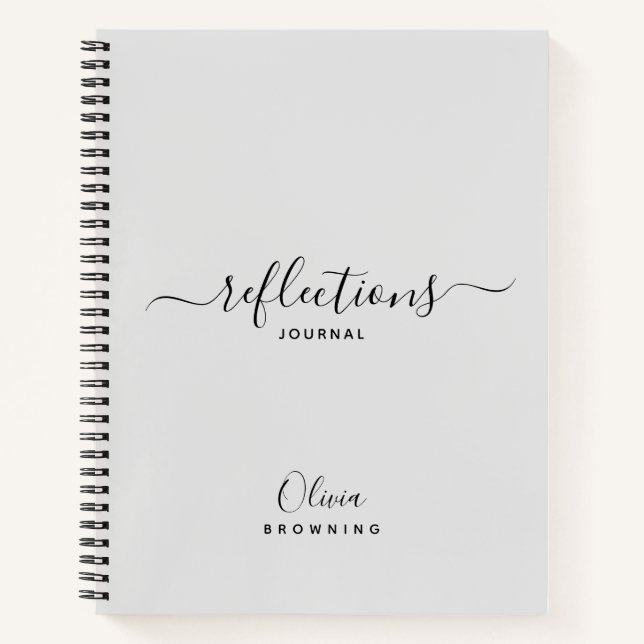 Cuaderno de diario de reflexiones gris elegante (Anverso)