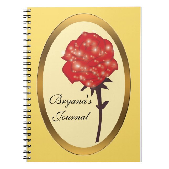 Cuaderno de diario de rosa brillante encantada roj (Frente)