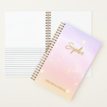 Cuaderno de Diario de Sueños Personalizado Pastel 