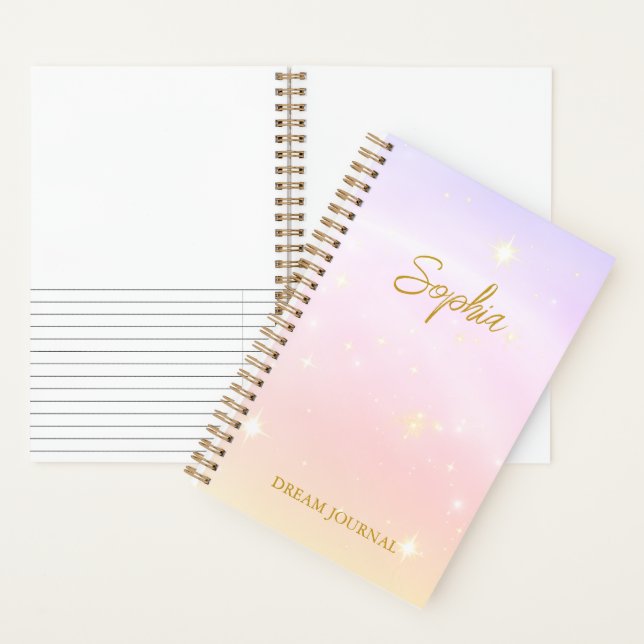 Cuaderno de Diario de Sueños Personalizado Pastel  (Interior)
