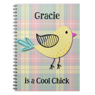 Cuaderno de diario divertido retro de pollita geni