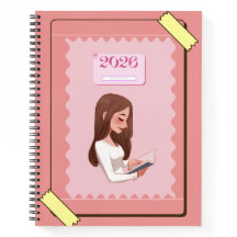 Cuaderno de diario estético 2026 – Rosa pastel lin