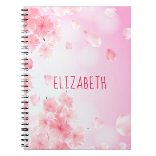Cuaderno de diario femenino floral rosa monograma