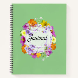 Cuaderno de diario personal con corona floral