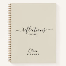 Cuaderno de diario Reflexiones beige elegante