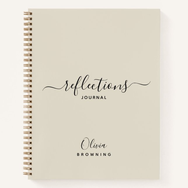 Cuaderno de diario Reflexiones beige elegante (Anverso)