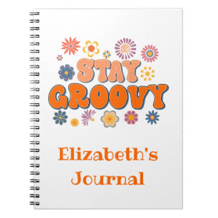Cuaderno de diario retro Flower Power Groovy