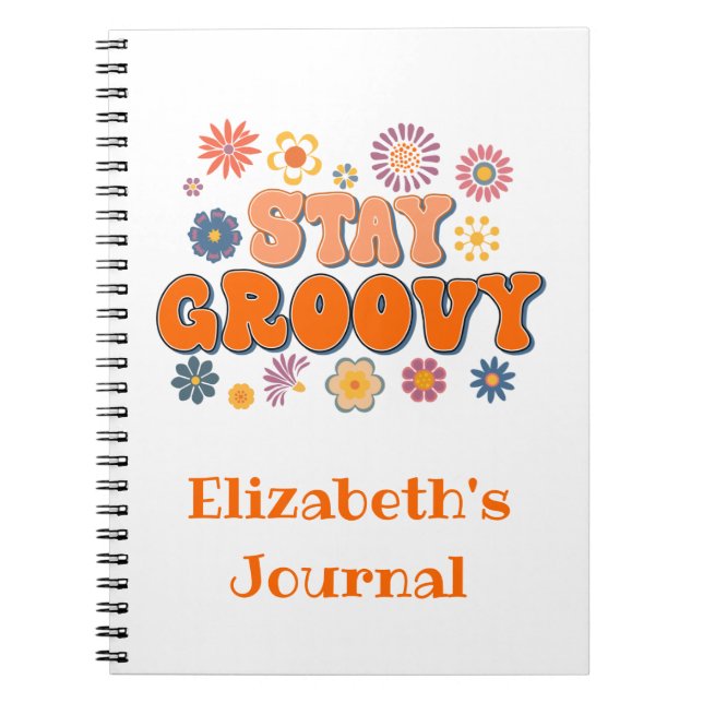 Cuaderno de diario retro Flower Power Groovy (Frente)
