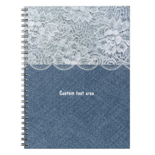 Cuaderno de diario rústico personalizado Denim & L
