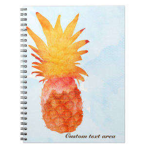 Cuaderno de diario tropical de acuarela de piña