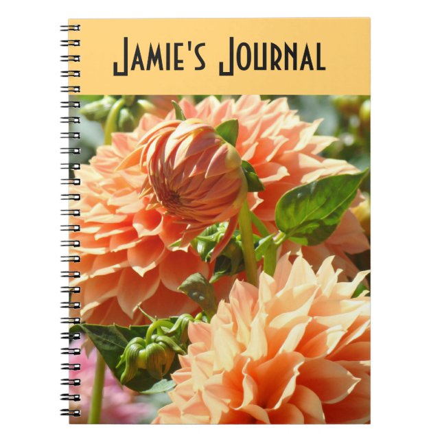 Cuaderno de diario Tu nombre Flores de Dalia Naran (Frente)