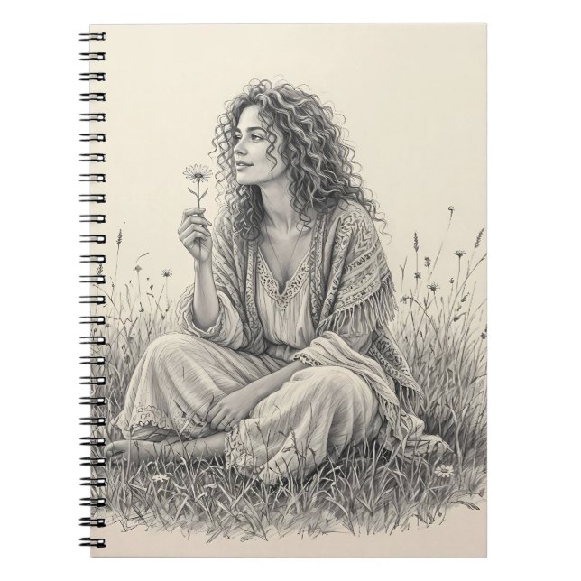 Cuaderno de dibujo a lápiz Soñadora Bohemia (Frente)