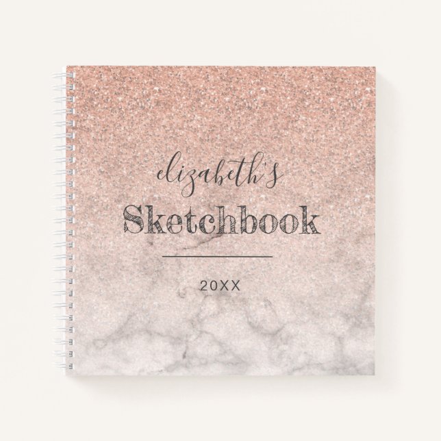 Cuaderno de dibujo con gradiente de brillo de oro  (Anverso)
