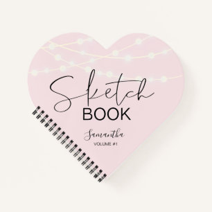 Cuaderno de dibujo con monograma en rosa moderno