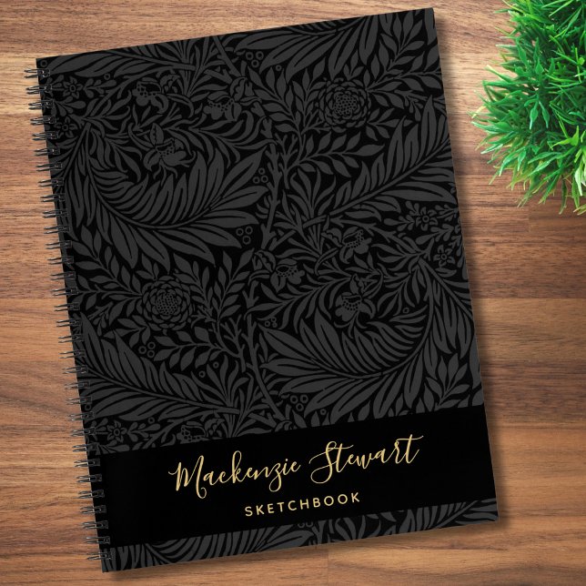 Cuaderno de dibujo con patrón floral negro (Subido por el creador)