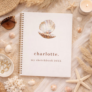 Cuaderno de dibujo concha de mar perla beige moder