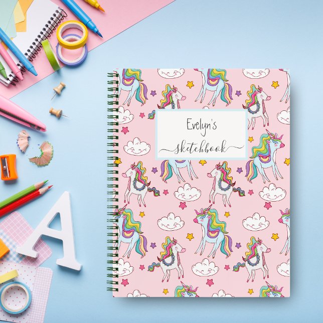 Cuaderno de dibujo de arcoíris de unicornio rosa l (Subido por el creador)