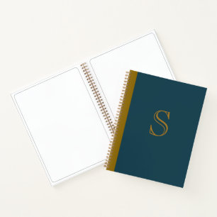 Cuaderno de dibujo de arte con monograma azul rega