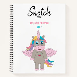 Cuaderno de dibujo de niña con diseño de lindo uni