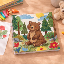 Cuaderno de dibujo de osito lindo animal del bosqu