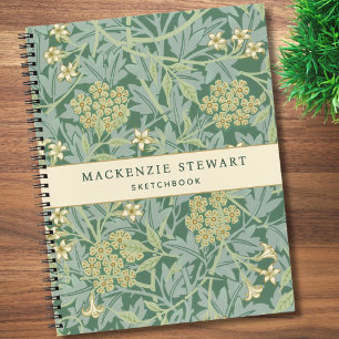 Cuaderno de dibujo de patrón botánico de jazmín ve
