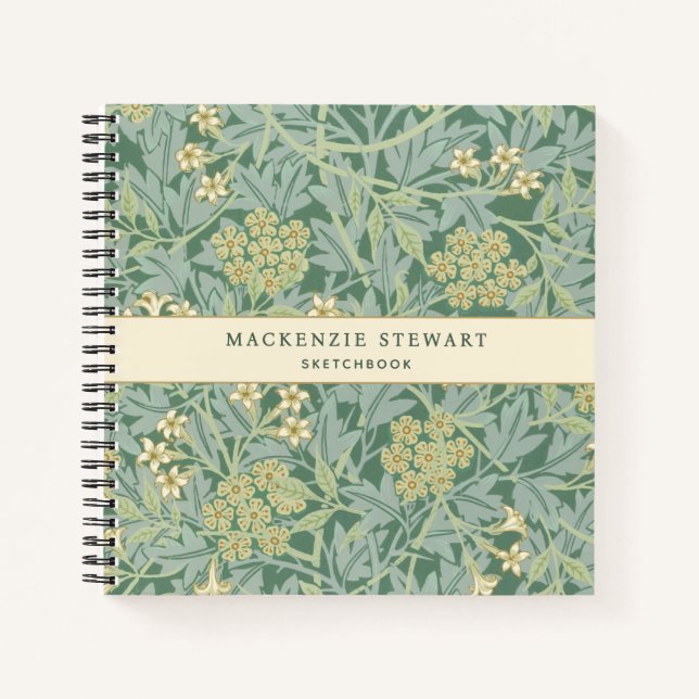 Cuaderno de dibujo de patrón botánico de jazmín ve (Anverso)