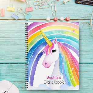Cuaderno de dibujo de unicornio arcoíris lindo mon