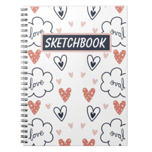 cuaderno de dibujo en blanco y rosa del patrón de 
