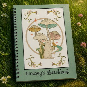 Cuaderno de dibujo en espiral de conejo vintage