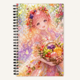 Cuaderno de dibujo en espiral de princesa de anime