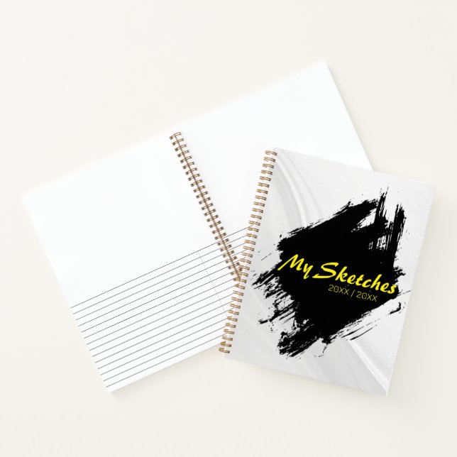 Cuaderno de dibujo en espiral negro y blanco Brush (Interior)
