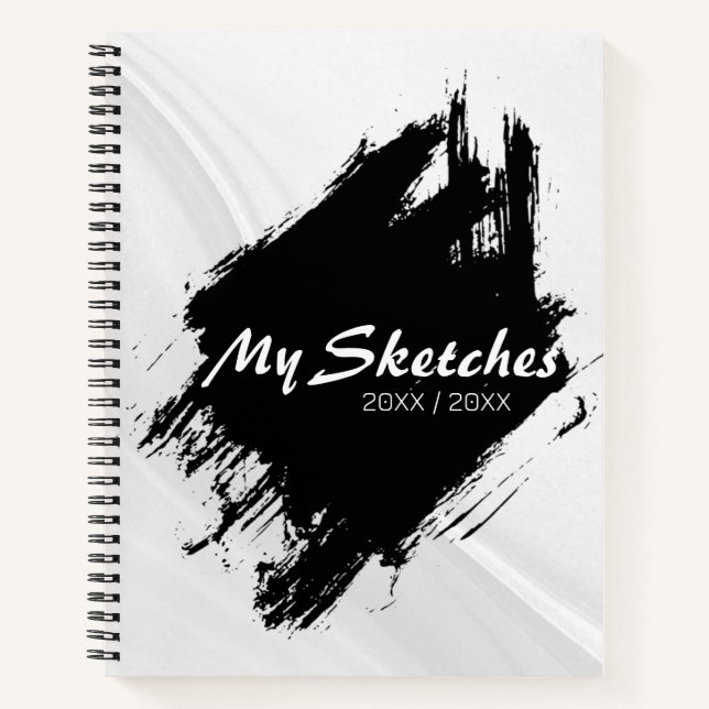 Cuaderno de dibujo en espiral negro y blanco Brush (Anverso)