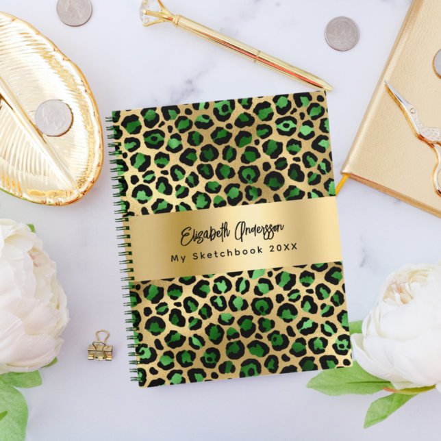 Cuaderno de dibujo estampado leopardo esmeralda ve (Subido por el creador)