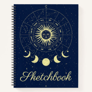 Cuaderno de dibujo Fases lunares del sol celestial