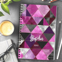 cuaderno de dibujo geométrico rosa púrpura de moda