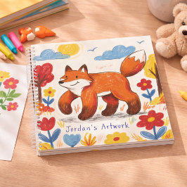 Cuaderno de dibujo infantil de zorro lindo del bos