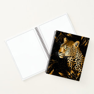 Cuaderno de dibujo Leopardo Guepardo Negro Oro